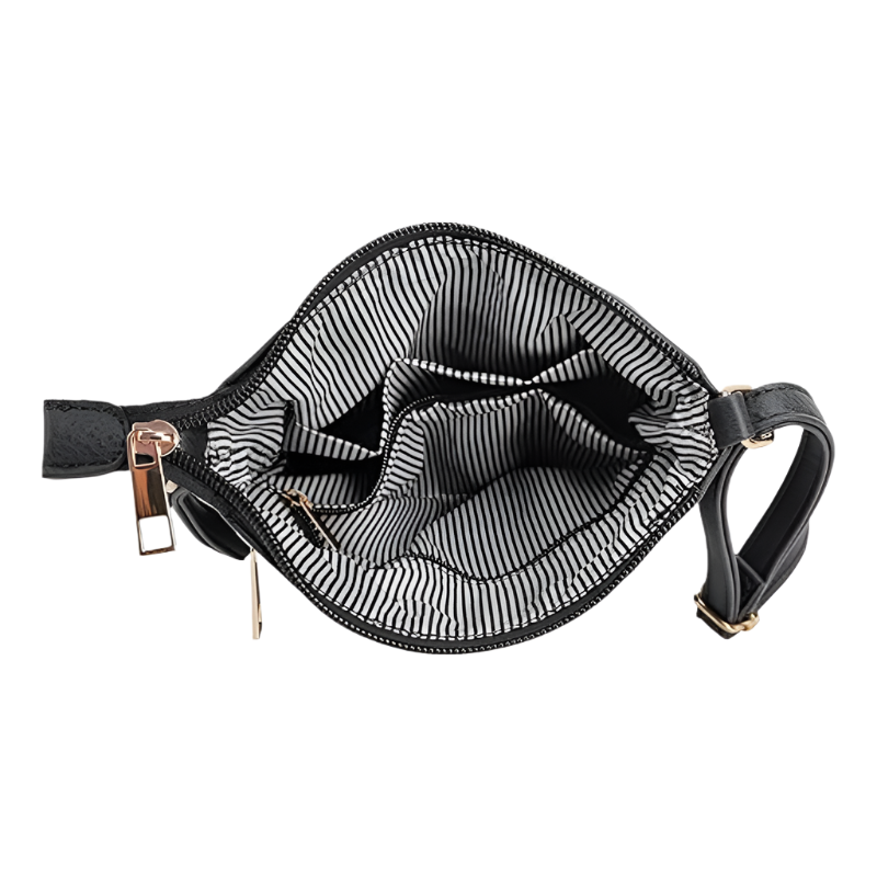 Black Multi-Pocket Crossbody Shoulder Bag | Zipper Purse